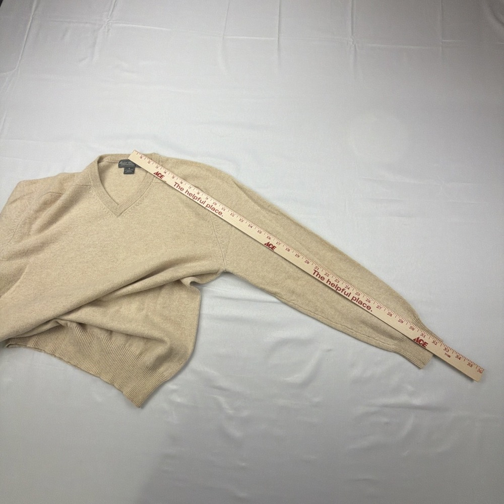 Daniel Cremieux Sweater Mens M Tan V-Neck Pullover Cashmere Classic Tight-Knit - Picture 7 of 10